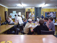 The main room with dining tables